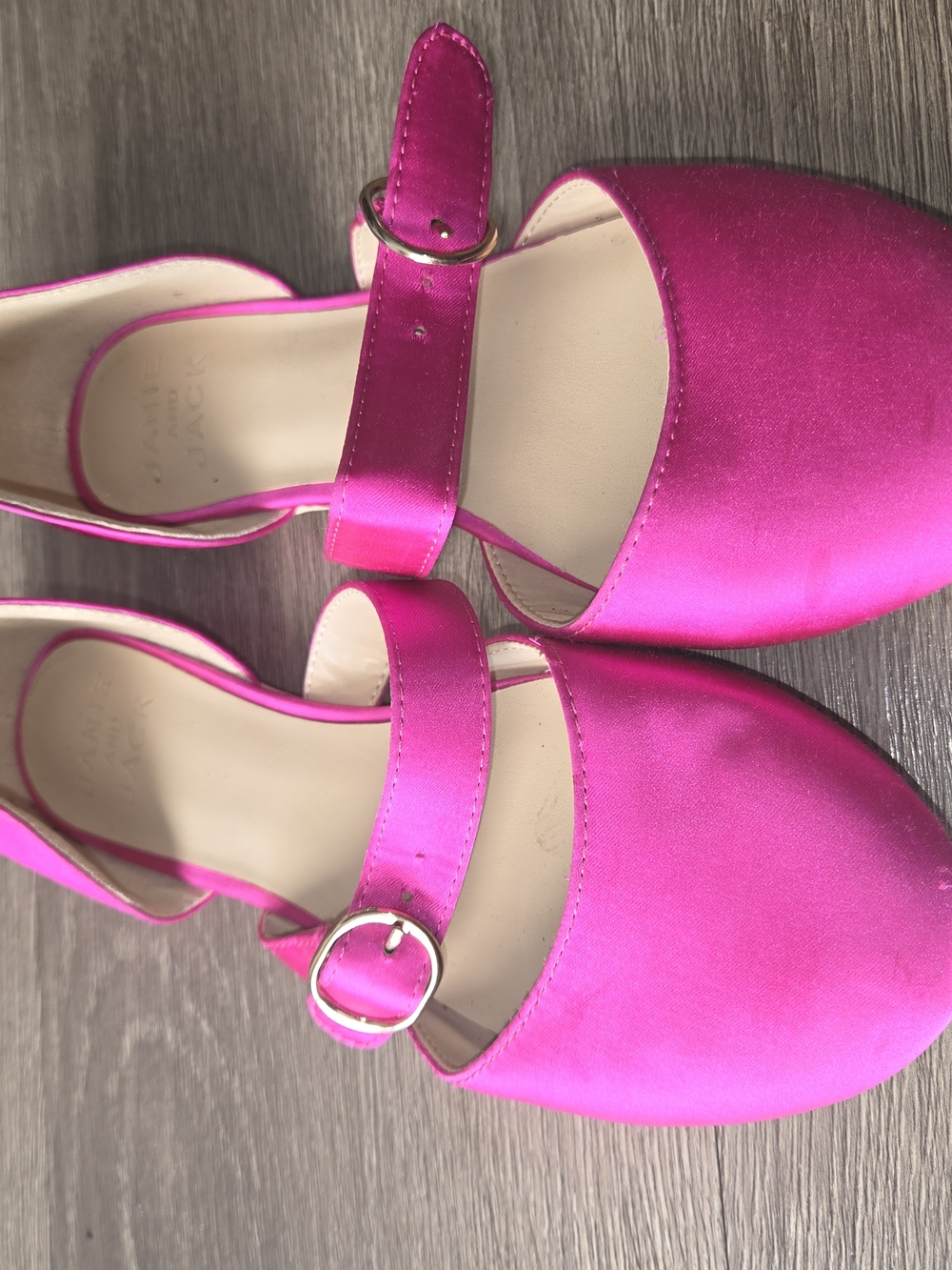 Janie and Jack Bright Fuchsia Satin Mary Jane Mules with Buckle